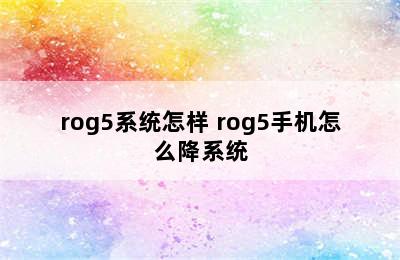 rog5系统怎样 rog5手机怎么降系统